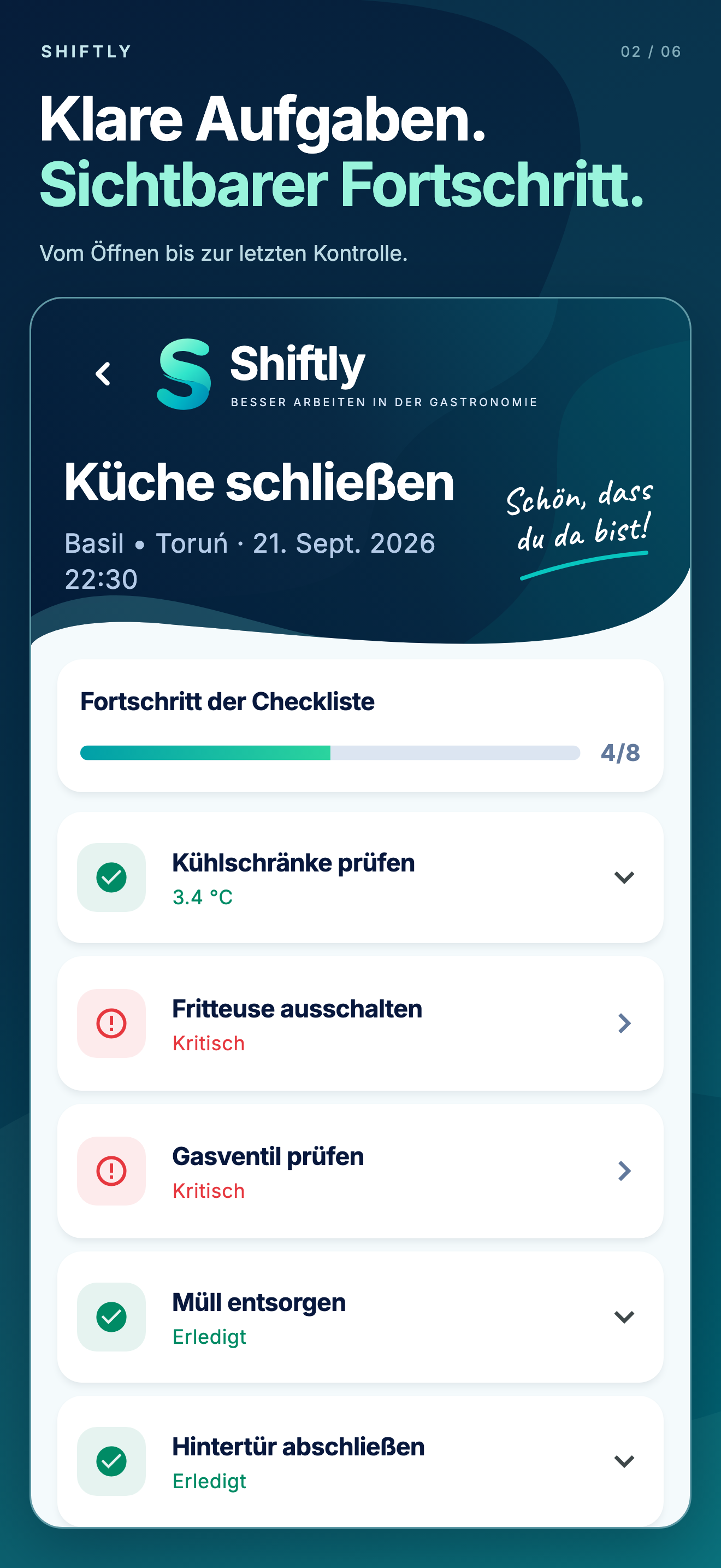 Shiftly-App: Checklisten