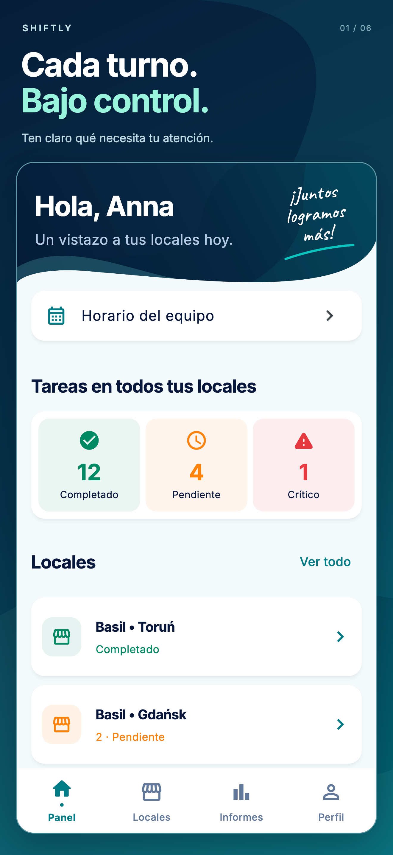 App móvil Shiftly: Resumen