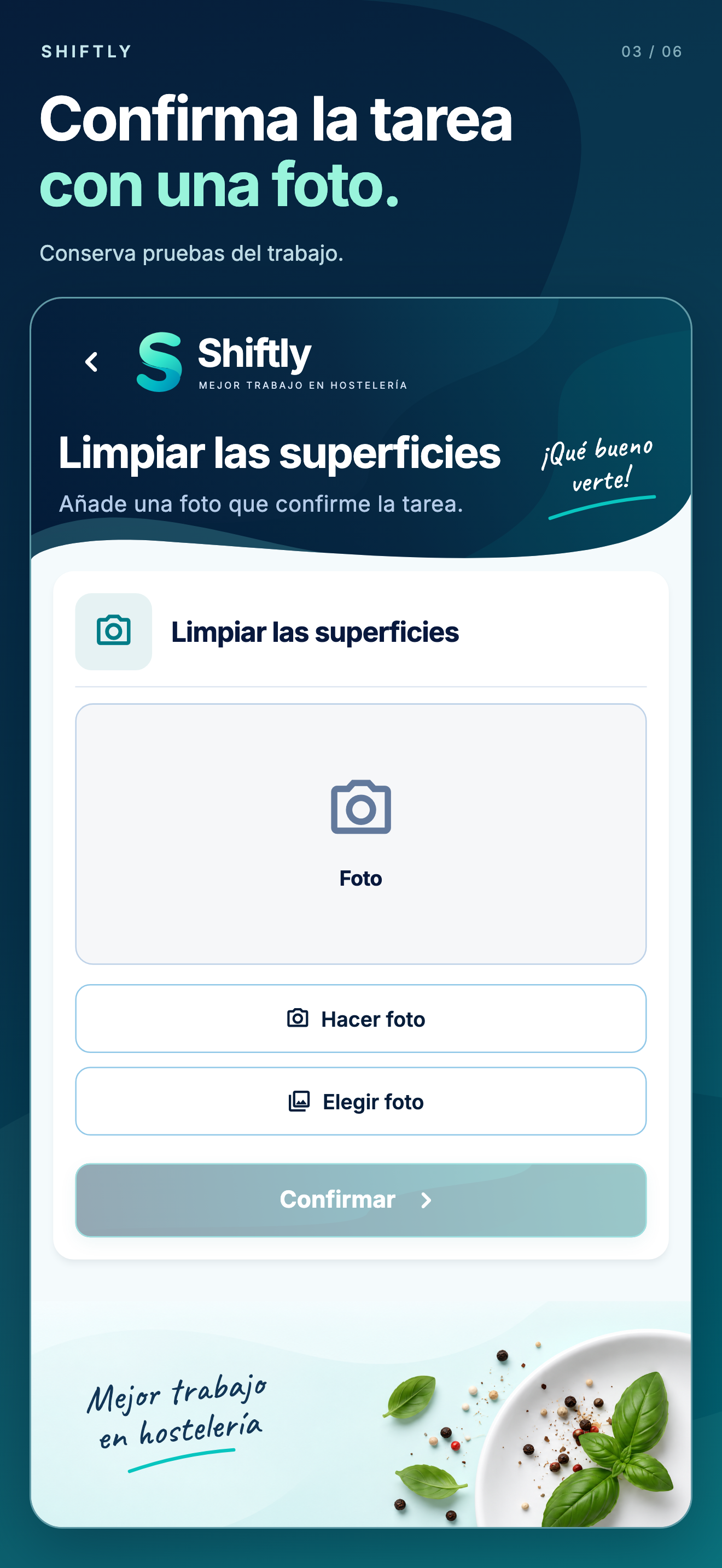 App móvil Shiftly: Fotos
