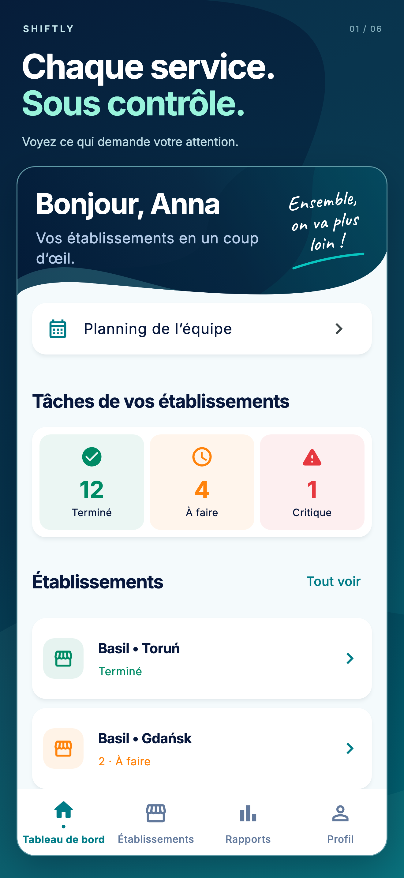 Application mobile Shiftly : Vue d’ensemble