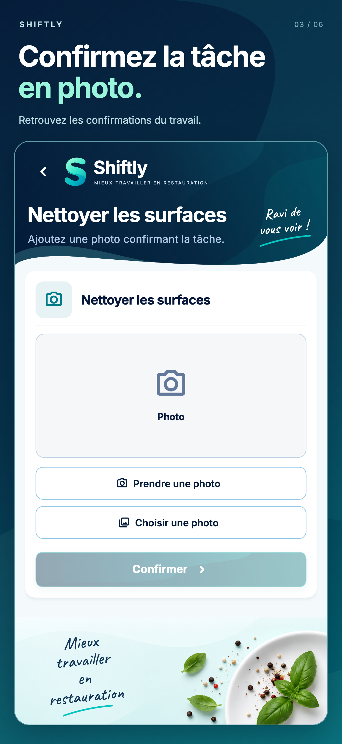 Application mobile Shiftly : Photos