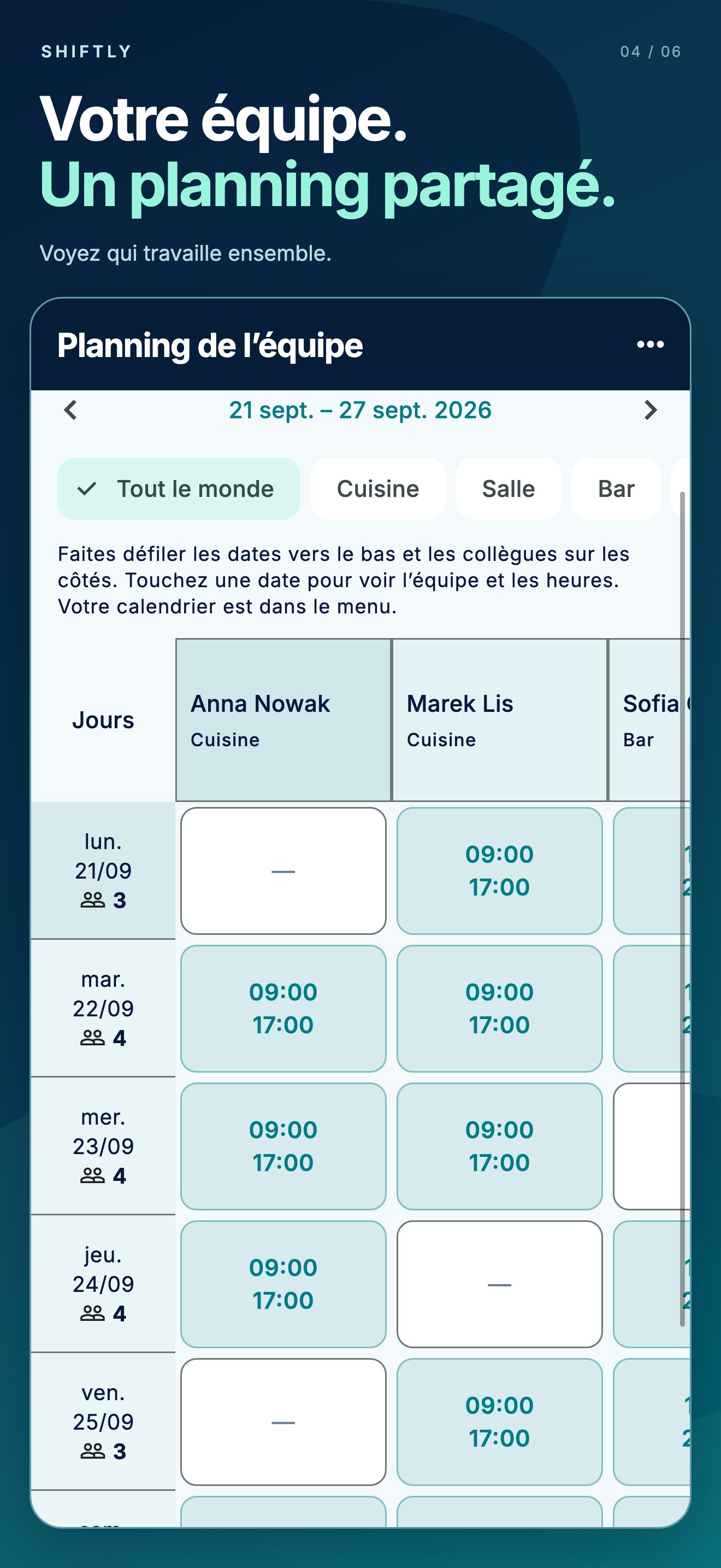 Application mobile Shiftly : Planning
