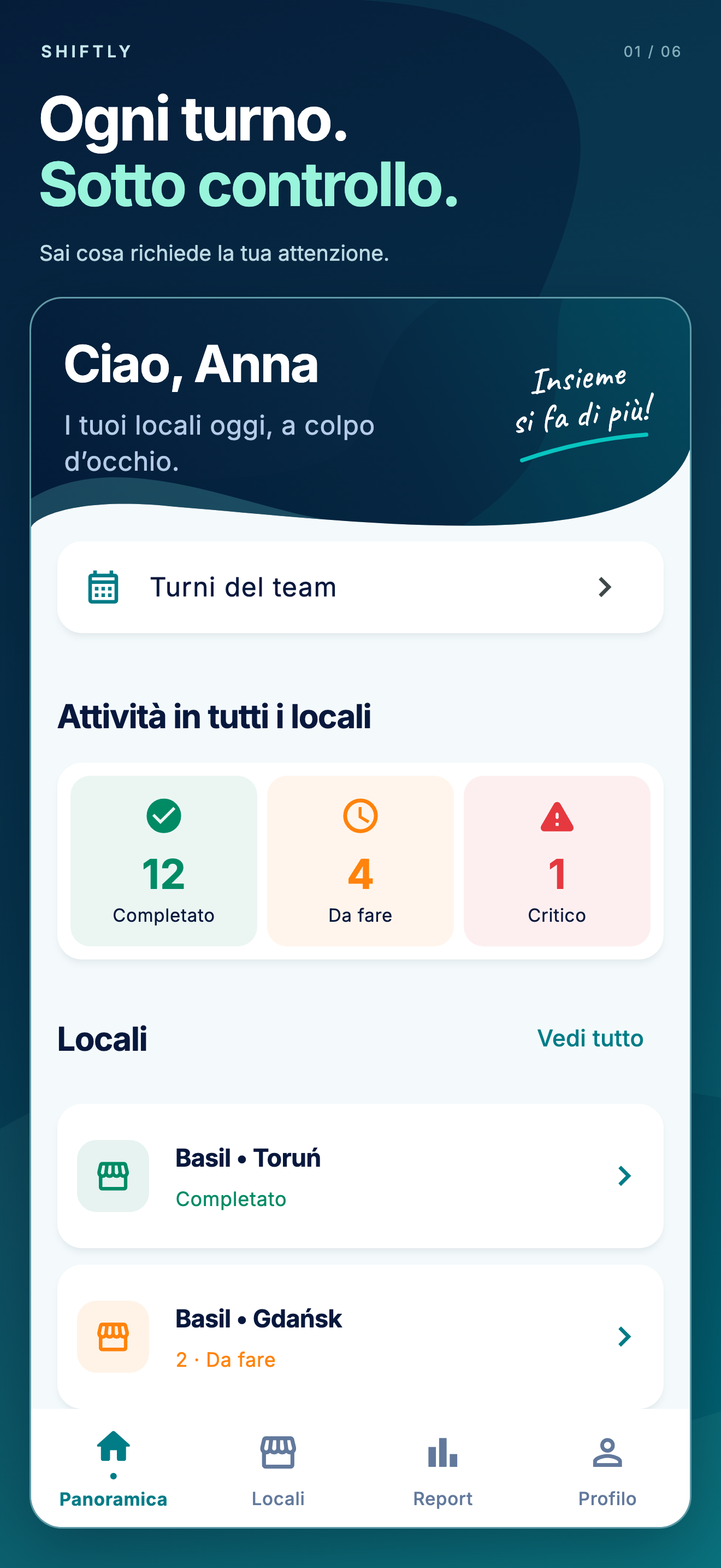 App mobile Shiftly: Panoramica