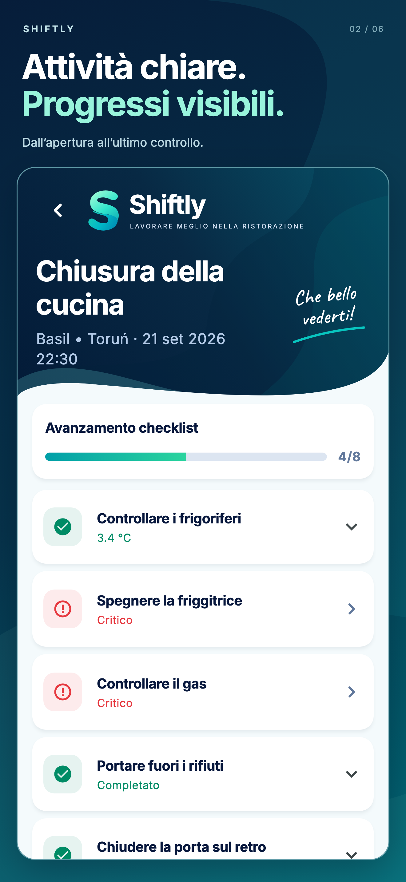 App mobile Shiftly: Checklist