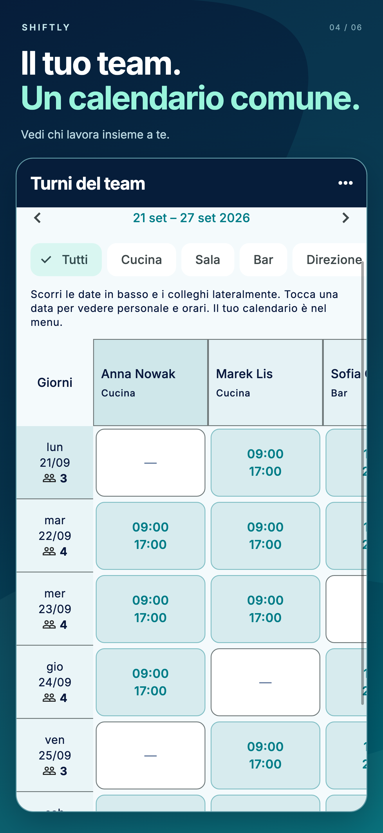 App mobile Shiftly: Turni